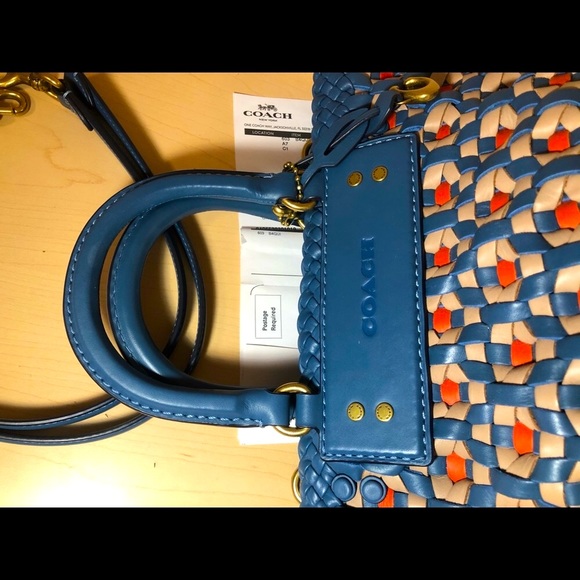 SOLD- COACH Woven Tote 16 Lake Multicolor - Picture 10 of 12